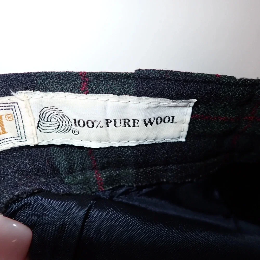 Vintage Savannah Plaid Green and Blue Wool High Waisted Pants 18